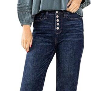 Judy Blue Women's High-Rise 5-Button Fly Straight Jeans - (Dark Blue, 15/32) NWT